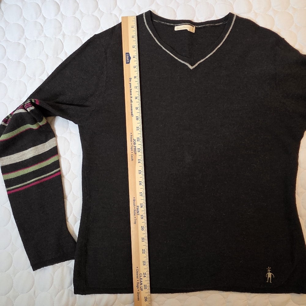 Chocolate Brown Striped Sweater XL Smartwool - Picture 7 of 8